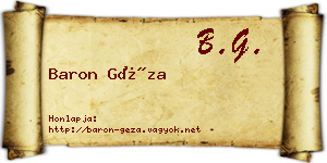 Baron Géza névjegykártya